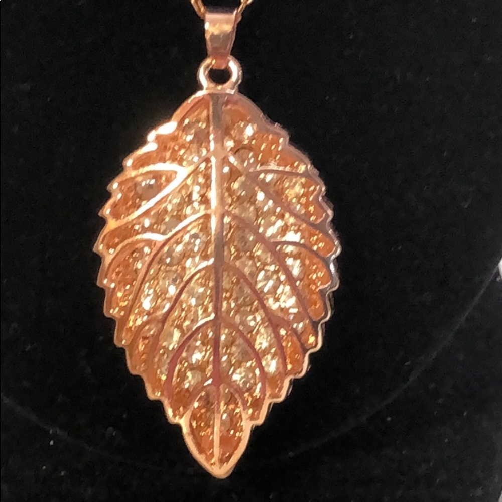 A rose gold leaf necklace